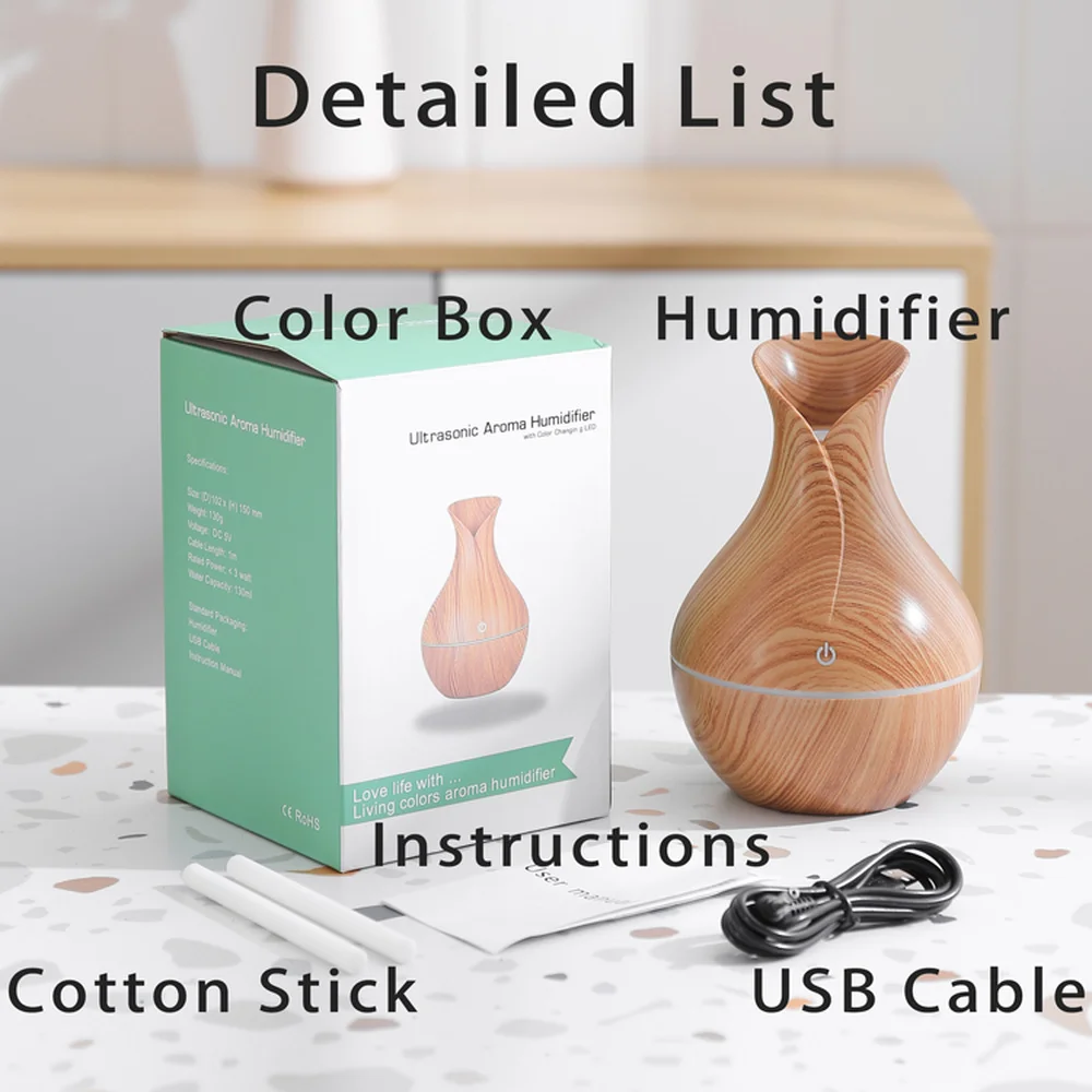 Kinscoter Air Aroma Essential Oil Diffuser USB Ultrasonic Humidifier With Wood Grain Color Led Light Office Home Humidifiers
Kinscoter Air Aroma Essential Oil Diffuser USB Ultrasonic Humidifier With Wood Grain Color Led Light Office Home Humidifiers
