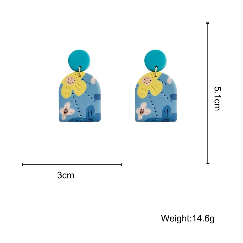 AMORCOME Boho Dotted Pink Yellow Flower Pattern Polymer Clay Earrings for Women Geometric Blue Statement Earring Holiday Jewelry
AMORCOME Boho Dotted Pink Yellow Flower Pattern Polymer Clay Earrings for Women Geometric Blue Statement Earring Holiday Jewelry