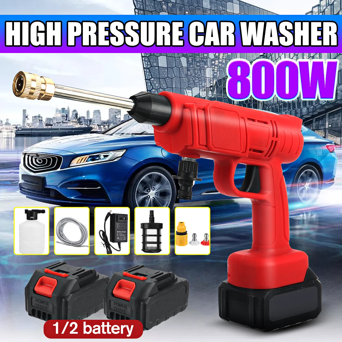 88VF High Pressure Cordless Washer Car Wash Pressure Water Nozzle Cleaning Machine Kit For Makita Battery Electric Pump Sprayer
88VF High Pressure Cordless Washer Car Wash Pressure Water Nozzle Cleaning Machine Kit For Makita Battery Electric Pump Sprayer