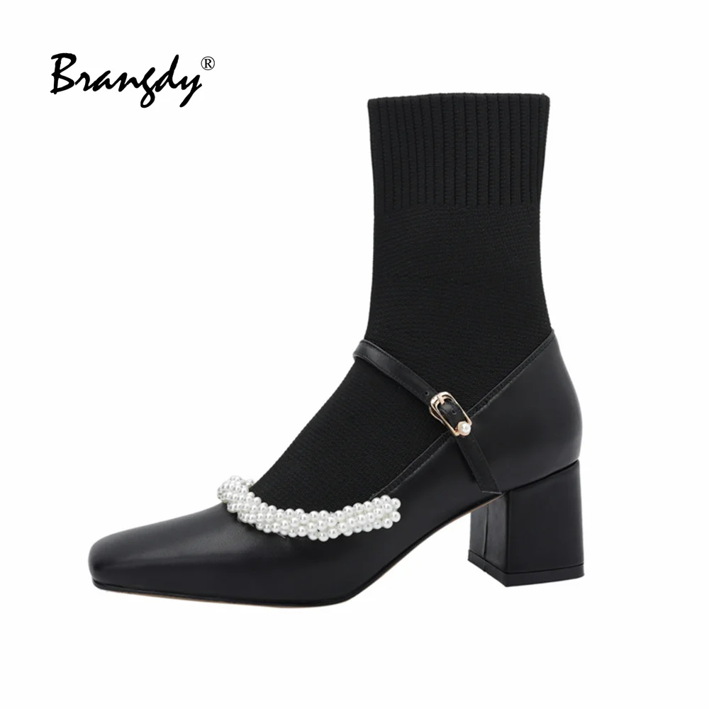 Brangdy Spring Autumn Women Ankle Sock Boots Genuine Leather Women Pumps Pearl Women Mary Jean Shoes Square Toe Women Boots
Brangdy Spring Autumn Women Ankle Sock Boots Genuine Leather Women Pumps Pearl Women Mary Jean Shoes Square Toe Women Boots