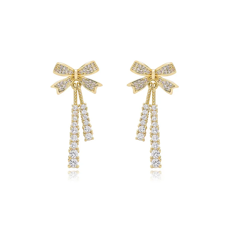 GU-106 French bow tassel earrings sweet zircon earrings S925 silver needle stud earrings show thin face
GU-106 French bow tassel earrings sweet zircon earrings S925 silver needle stud earrings show thin face