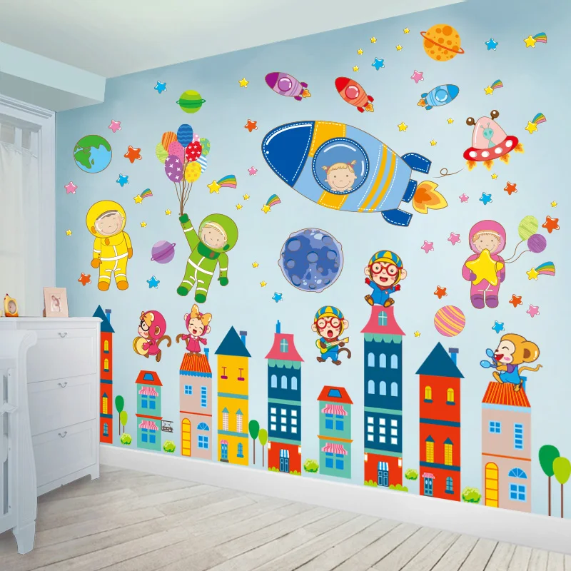 Astronauts Planets Rockets Wall Stickers DIY Cartoon Castles Wall Decals for Kids Rooms Baby Bedroom Nursery Home Decoration
Astronauts Planets Rockets Wall Stickers DIY Cartoon Castles Wall Decals for Kids Rooms Baby Bedroom Nursery Home Decoration