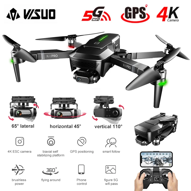 

VISUO ZEN K1 PRO 4K Dron HD Camera 2-Axis Gimbal WiFi FPV GPS 5G 800M Distance Professional Drones Brushless Foldable Quadcopter
