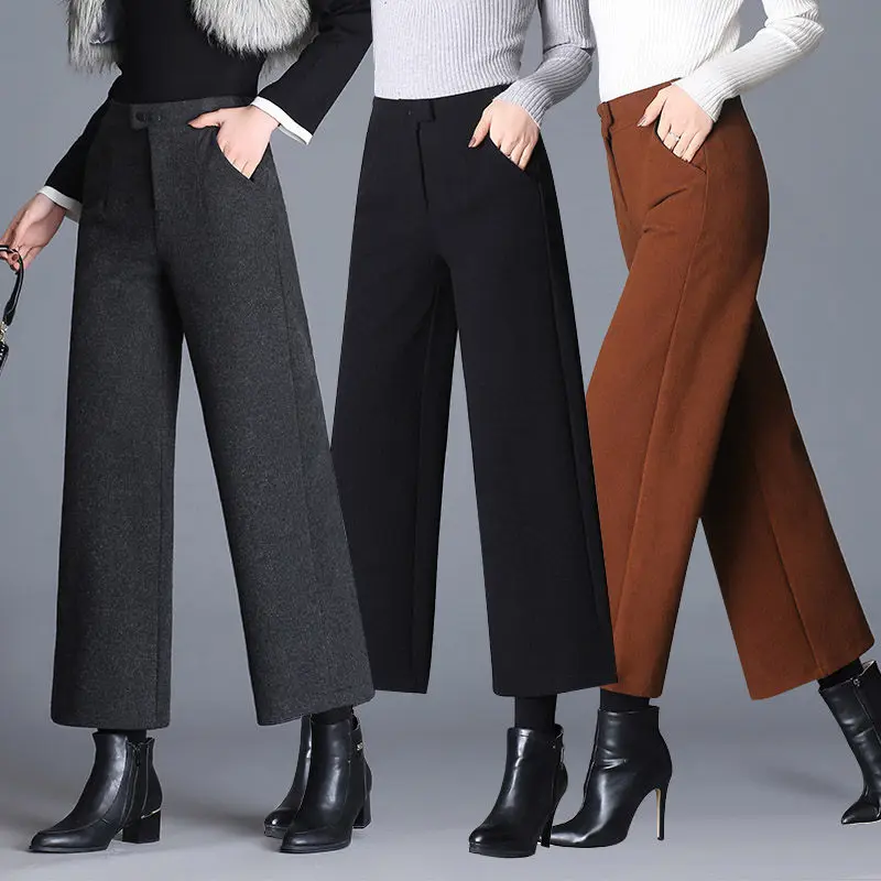 Elastic Waist Autumn and Winter Korean Plus Size Thicken Woolen Pants Female Nine Points Loose Straight Pants & Trousers f2132
Elastic Waist Autumn and Winter Korean Plus Size Thicken Woolen Pants Female Nine Points Loose Straight Pants & Trousers f2132