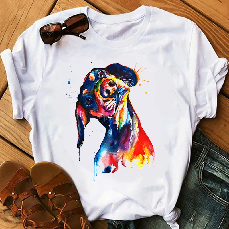 Cute Watercolor dog printed t shirt women Fashion Cartoon Animal 90s Girl Clothes Print Tee Top Tshirt Female Graphic T-shirt
Cute Watercolor dog printed t shirt women Fashion Cartoon Animal 90s Girl Clothes Print Tee Top Tshirt Female Graphic T-shirt