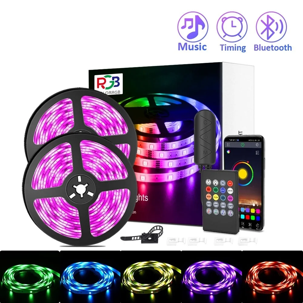 

LED Strip Light, RGB 5050 Lights, Music Sync Color Changing, Built-in Mic, App Controlled LED Lights Rope Lights 5M 10M 20M