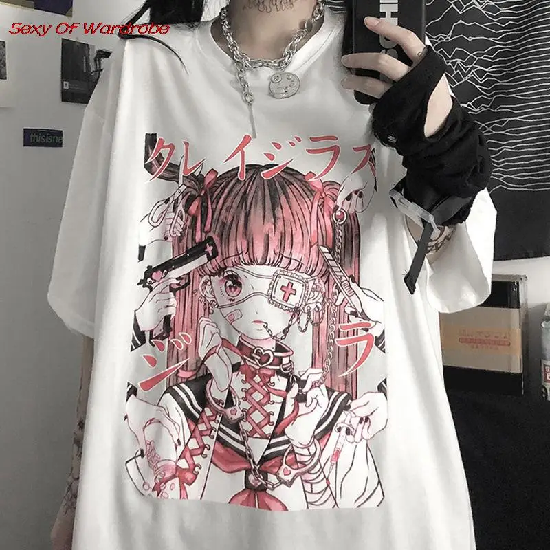 Anime Print Cartoon T-Shirt Women 2021Summer Japanese Harajuku Hip-Hop Style Tops Korean Fashion Loose T Shirt Gothic Streetwear
Anime Print Cartoon T-Shirt Women 2021Summer Japanese Harajuku Hip-Hop Style Tops Korean Fashion Loose T Shirt Gothic Streetwear
