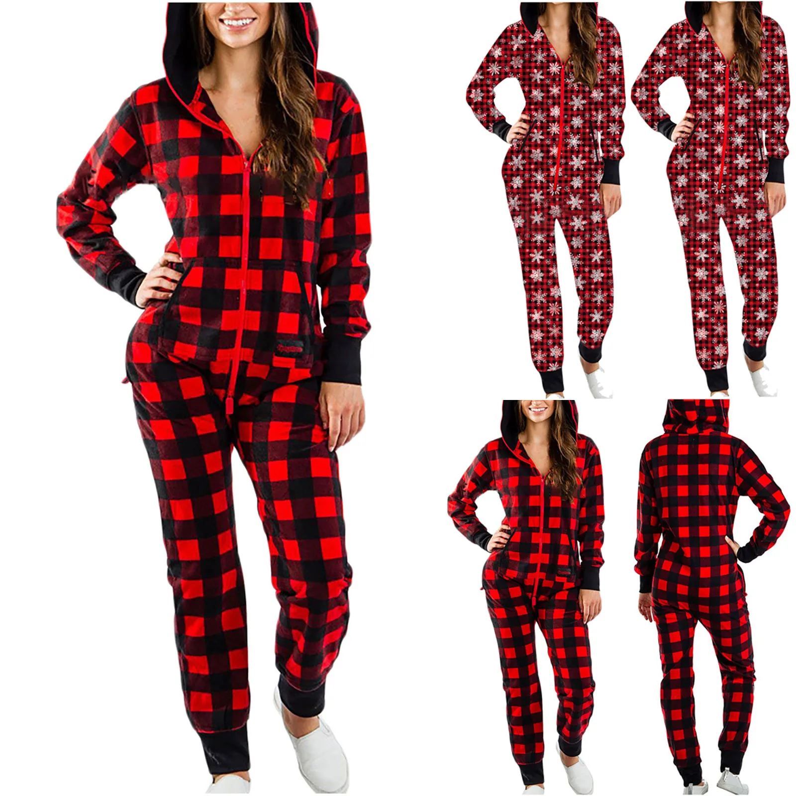 Ladies Hooded Thickened One-piece Pajamas Plaid Christmas Fashion Casual Pajamas Plaid Print Christmas Romper Homewear
Ladies Hooded Thickened One-piece Pajamas Plaid Christmas Fashion Casual Pajamas Plaid Print Christmas Romper Homewear