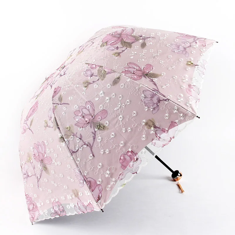 Aurora Embroidered Double Layer Lace Umbrella Triple Folding Umbrella Vinyl UV-Proof Sun Protection Umbrella Sun Umbrella
Aurora Embroidered Double Layer Lace Umbrella Triple Folding Umbrella Vinyl UV-Proof Sun Protection Umbrella Sun Umbrella