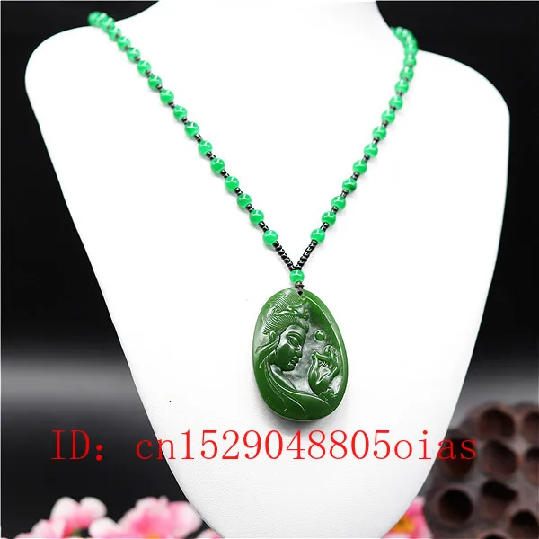 Natural Green Chinese Jade Guanyin Pendant Beads Necklace Fashion Charm Jadeite Jewelry Carved Amulet Gifts for Women Men
Natural Green Chinese Jade Guanyin Pendant Beads Necklace Fashion Charm Jadeite Jewelry Carved Amulet Gifts for Women Men