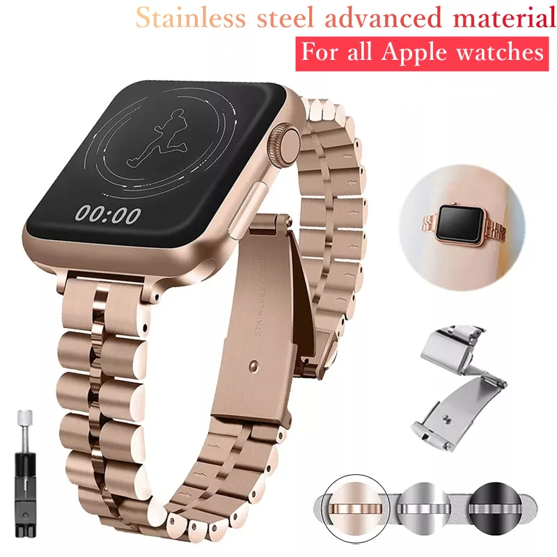 Stainless Steel Strap for Apple Watch Band 44mm 40mm 42mm 38mm Metal Bracelet for iWatch Series 6 SE 5 4 3 2 1 Replacement Strap
Stainless Steel Strap for Apple Watch Band 44mm 40mm 42mm 38mm Metal Bracelet for iWatch Series 6 SE 5 4 3 2 1 Replacement Strap