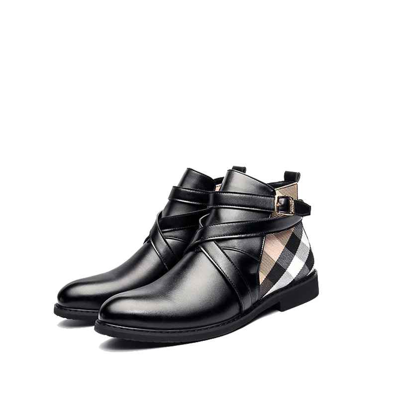 Winter Retro Martin Ankle Boots Men's Customized Non-Slip Plaid Korean Version High Top Fashion Show Warm PU Leather Men's Shoes 
Winter Retro Martin Ankle Boots Men's Customized Non-Slip Plaid Korean Version High Top Fashion Show Warm PU Leather Men's Shoes