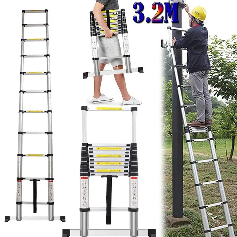 Portable Lightweight Telescopic Aluminium Ladder Multifunction Ladder 3.2m Folding Extendable Stepladder Home Part HWC
Portable Lightweight Telescopic Aluminium Ladder Multifunction Ladder 3.2m Folding Extendable Stepladder Home Part HWC