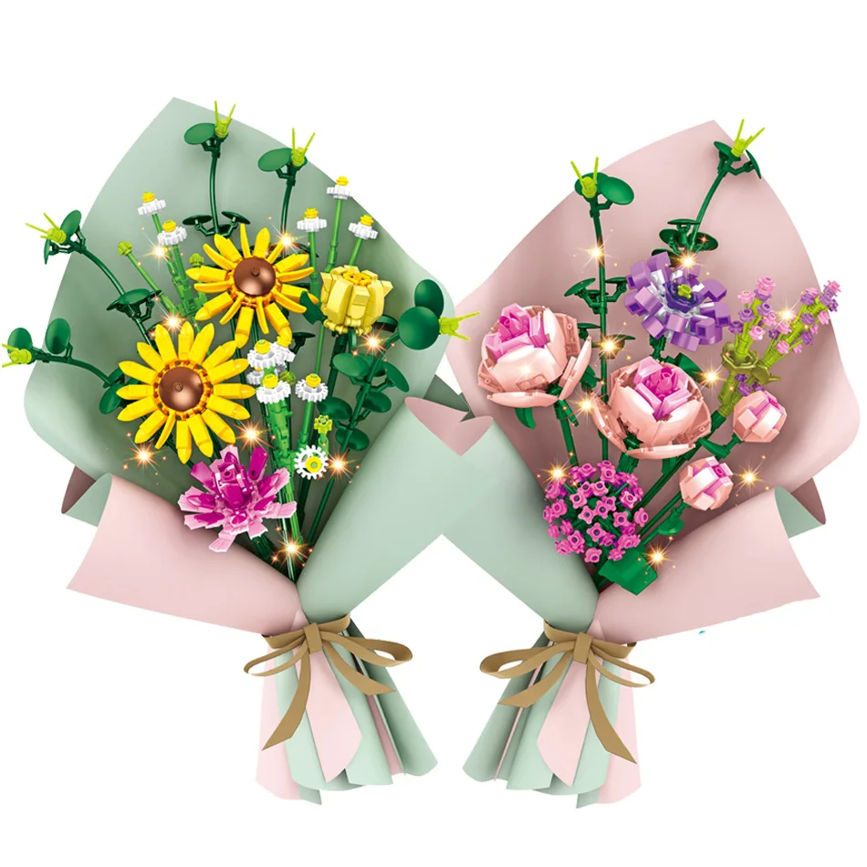 Flowers Bouquet Set Building Blocks with Light Moc Rose Home Decoration Creative Plant Bricks Educational Toys For Children
Flowers Bouquet Set Building Blocks with Light Moc Rose Home Decoration Creative Plant Bricks Educational Toys For Children