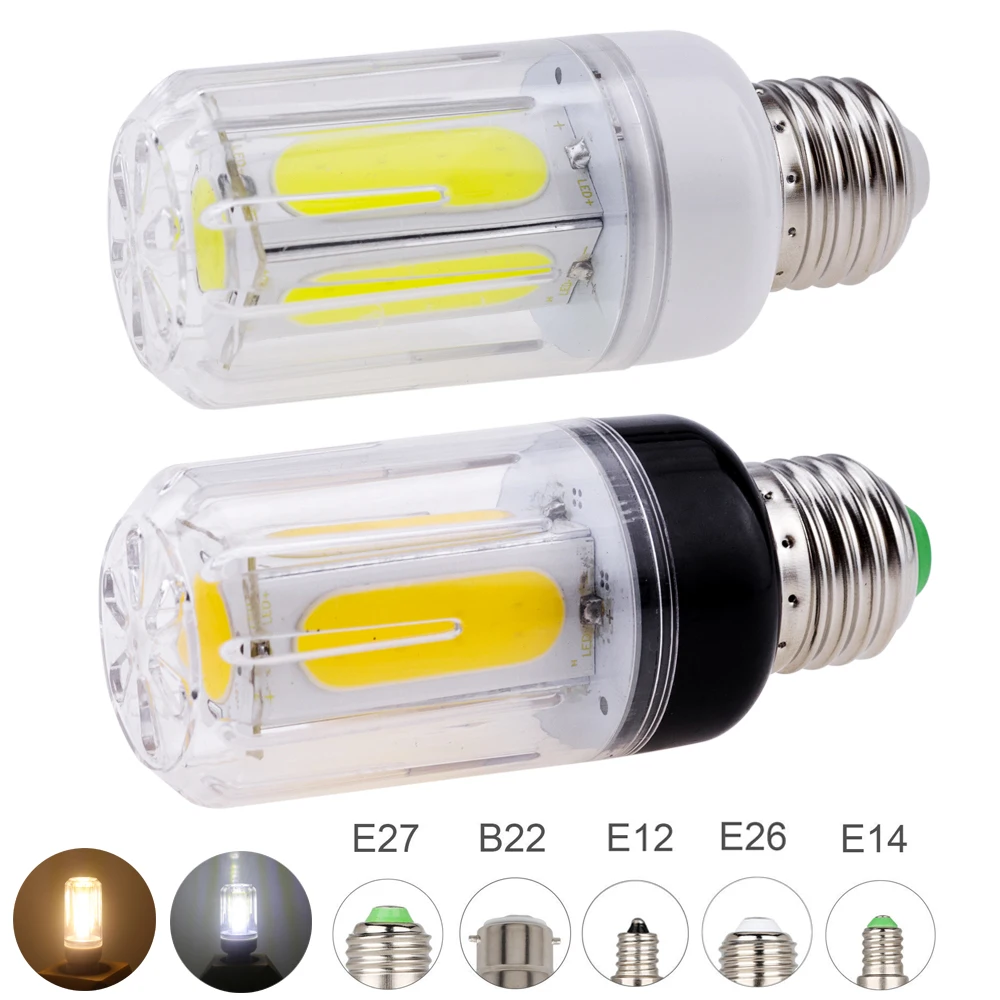 

E27 E14 E12 E26 B22 12W 16W LED COB Corn Light Bulbs AC 85-265V 110V 220V No Flicker Super Bright Home Table Lamps Lighting