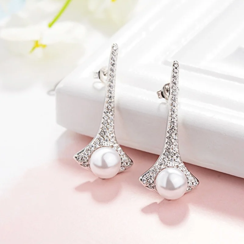 925 sterling silver earrings Tapered long pearl earrings Christmas gift Micro Inlay cubic zirconia earrings for women 2021 black
925 sterling silver earrings Tapered long pearl earrings Christmas gift Micro Inlay cubic zirconia earrings for women 2021 black