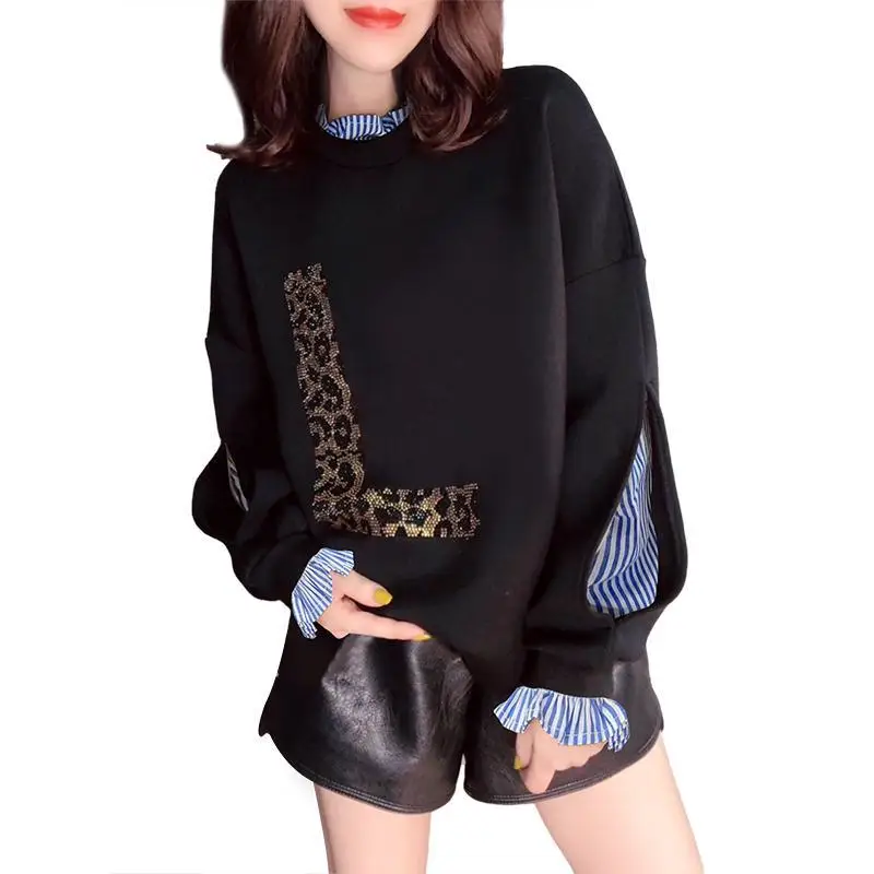 Fashion Black Fake Two Piece Leopard Pattern Splicing Long Sleeve Sweater Women's European and American Style
Fashion Black Fake Two Piece Leopard Pattern Splicing Long Sleeve Sweater Women's European and American Style