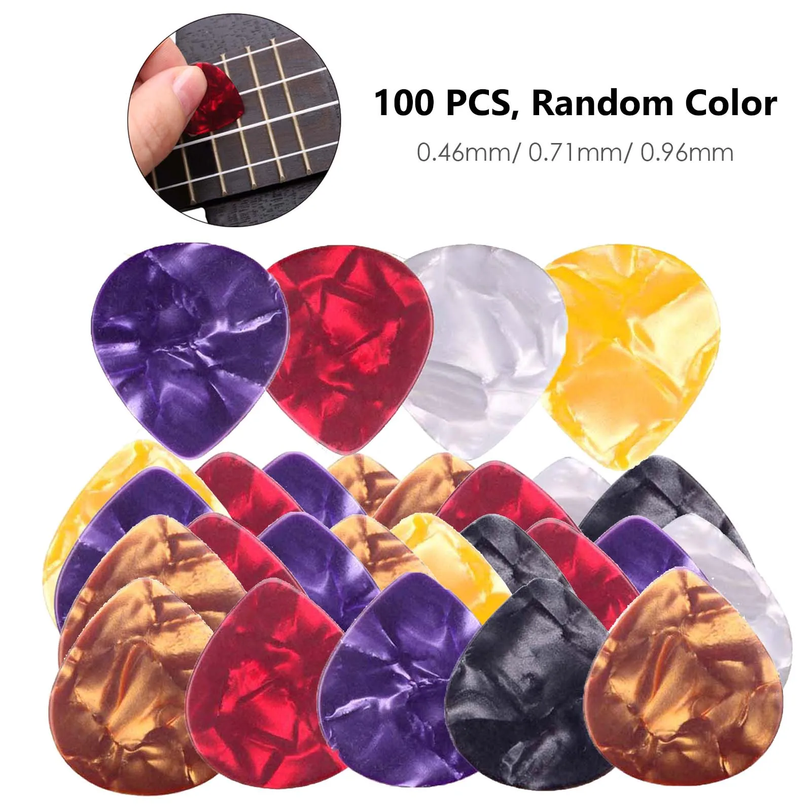 100 PCS Guitar Pick 0.46mm/ 0.71mm/ 0.96mm Celluloid Picks Plectrum for Acoustic Classic Electric Guitars for Guitar Players
100 PCS Guitar Pick 0.46mm/ 0.71mm/ 0.96mm Celluloid Picks Plectrum for Acoustic Classic Electric Guitars for Guitar Players