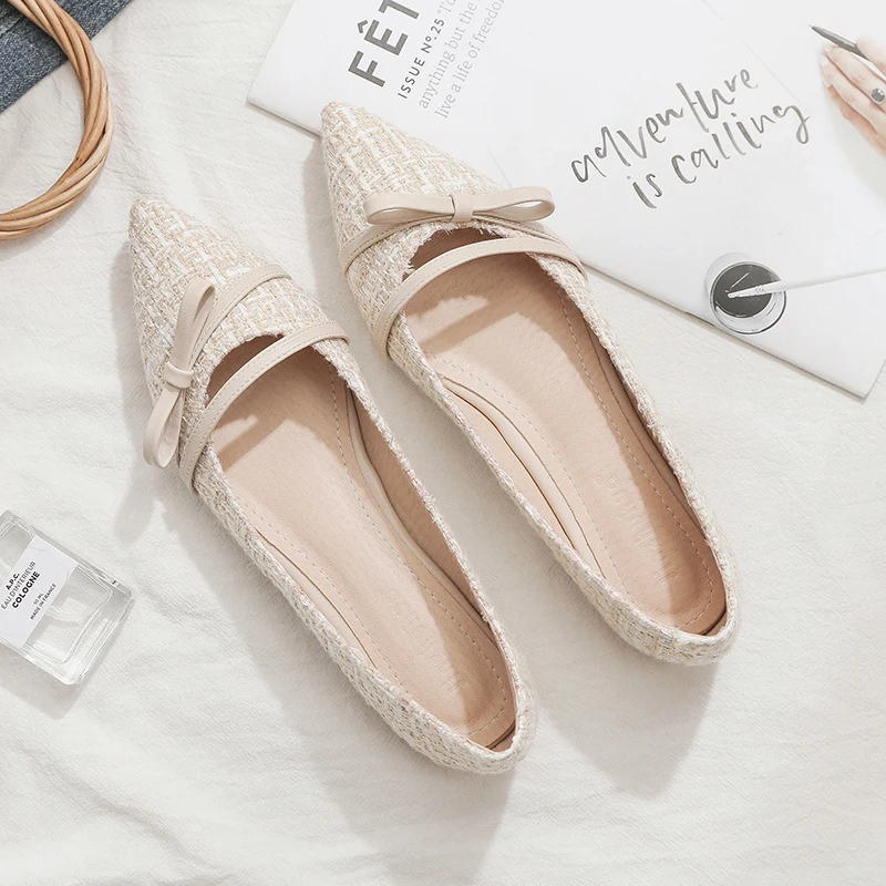 Women Flats Pointed Toe Beige Lady Flat Heel Shoes Bowknot Slip on Loafers Office Lady Elegant Shoes Soft Sole Comfortable 31-45
Women Flats Pointed Toe Beige Lady Flat Heel Shoes Bowknot Slip on Loafers Office Lady Elegant Shoes Soft Sole Comfortable 31-45