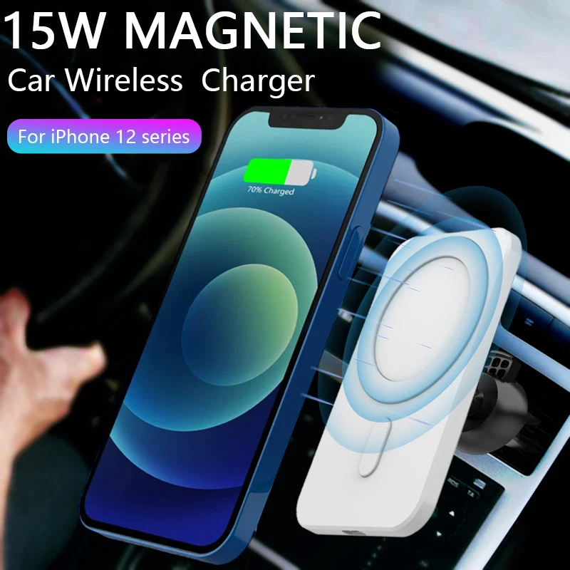 

Magnetic Wireless Car Charger Mount For iPhone 12 Pro Max Mini for Magsafing 15W Fast Charging Air Vent Phone Holder Stand