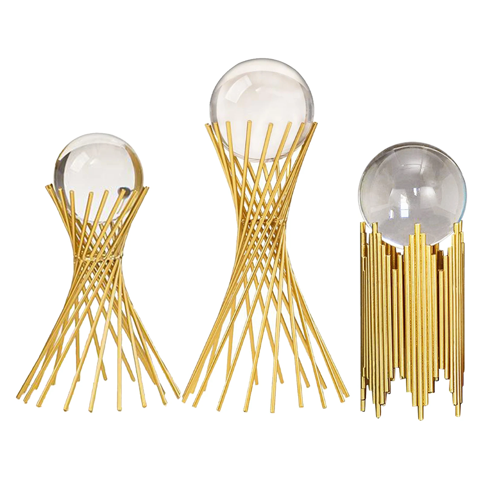 Golden Iron Crystal Ball with Geometric Stand Ornaments Desk Statues Sculpture
Golden Iron Crystal Ball with Geometric Stand Ornaments Desk Statues Sculpture