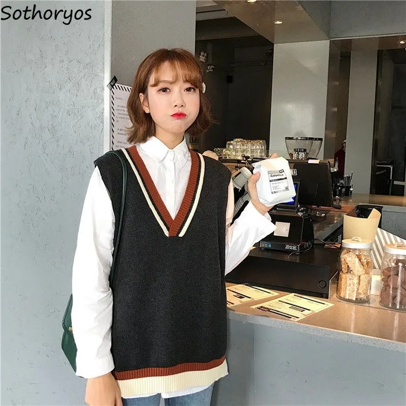 Sweater Vest Women Knitted Preppy Style All-match Street Harajuku Chic Casual Sleeveless Femme Sweaters Loose Students Stylish
Sweater Vest Women Knitted Preppy Style All-match Street Harajuku Chic Casual Sleeveless Femme Sweaters Loose Students Stylish