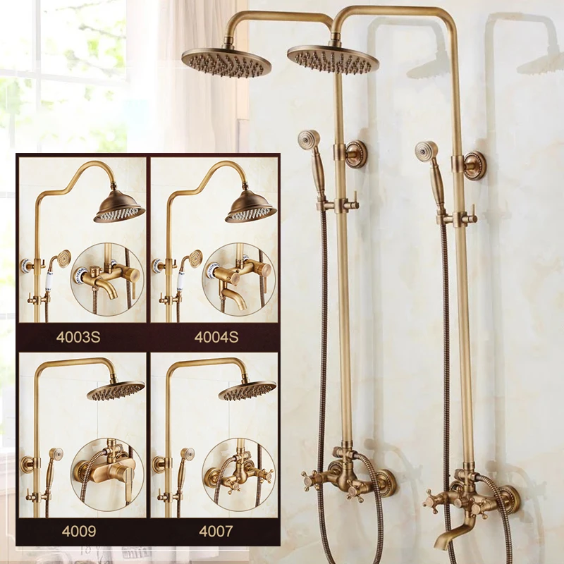 Antique Rain Shower Faucets Set with Hand Brass Wall Mounted Shower Mixer for Bathroom Bath Luxury Rainfall Shower Set EL4006T
Antique Rain Shower Faucets Set with Hand Brass Wall Mounted Shower Mixer for Bathroom Bath Luxury Rainfall Shower Set EL4006T