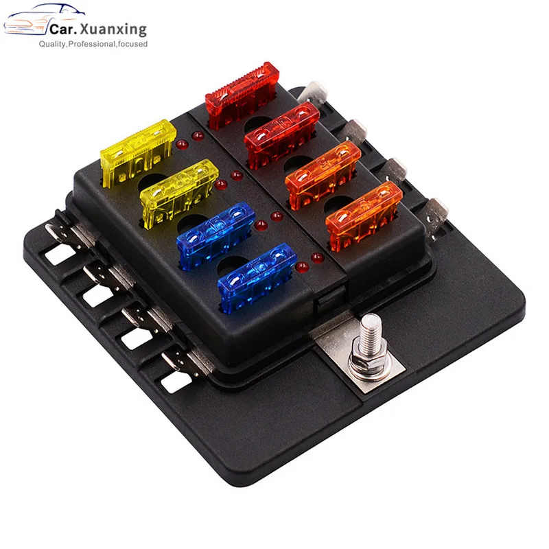 Fuse box Holder M5 Stud With LED Indicator Light 1 in 8 out PC waterproof dust cover for Auto Car Boat Marine Trike
Fuse box Holder M5 Stud With LED Indicator Light 1 in 8 out PC waterproof dust cover for Auto Car Boat Marine Trike