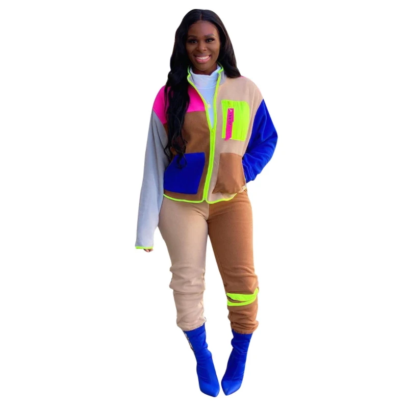 Pockets Contrast Color Patchwork Two Piece Set Fleece Autumn Winter 2021 Tracksuit For Women Thickening Moleton Feminino Casual
Pockets Contrast Color Patchwork Two Piece Set Fleece Autumn Winter 2021 Tracksuit For Women Thickening Moleton Feminino Casual