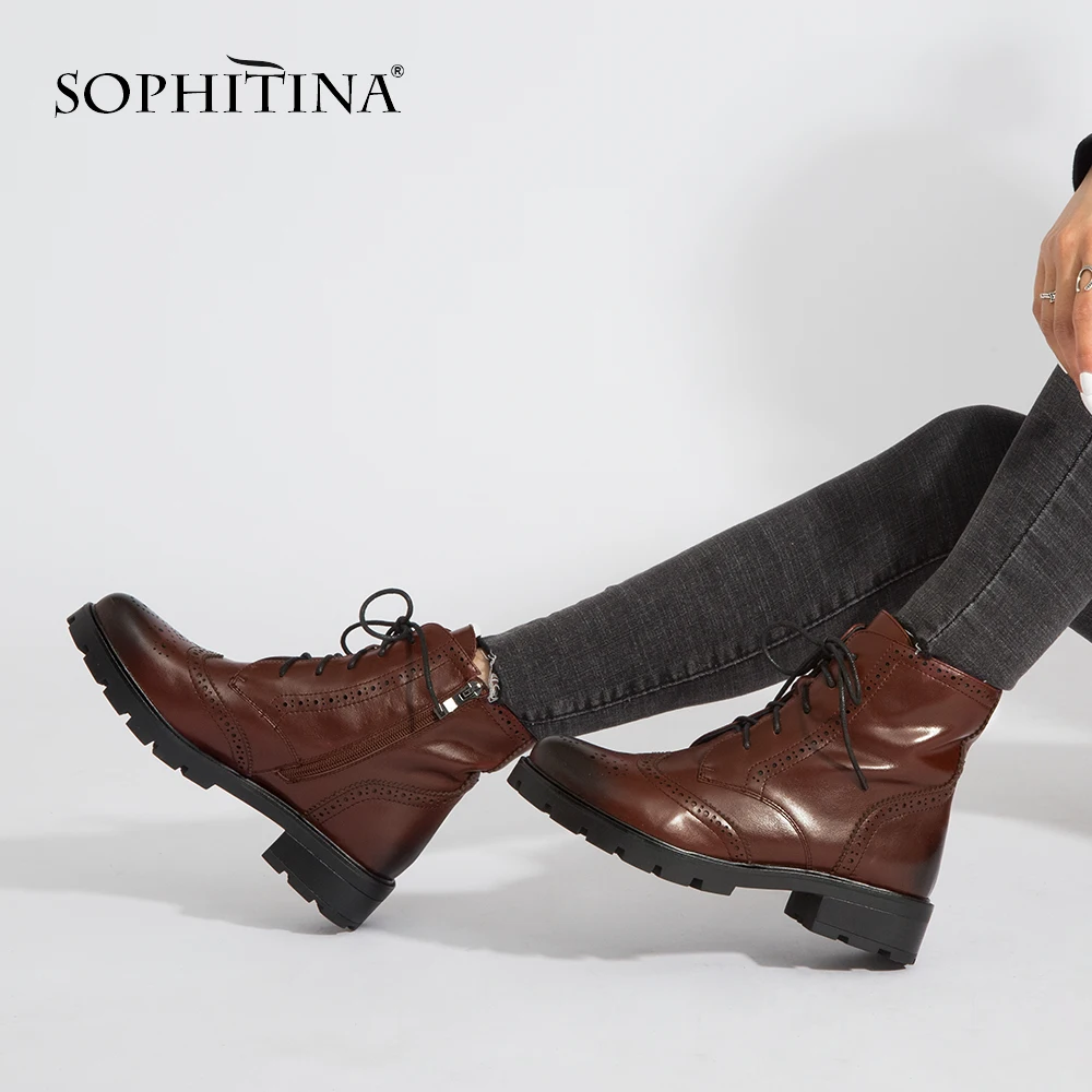 Женские ботинки из коровьей кожи SOPHITINA, Зимние ботильоны на молнии с круглым носком и квадратным каблуком, модные ботинки ручной работы в го...
Женские ботинки из коровьей кожи SOPHITINA, Зимние ботильоны на молнии с круглым носком и квадратным каблуком, модные ботинки ручной работы в го...