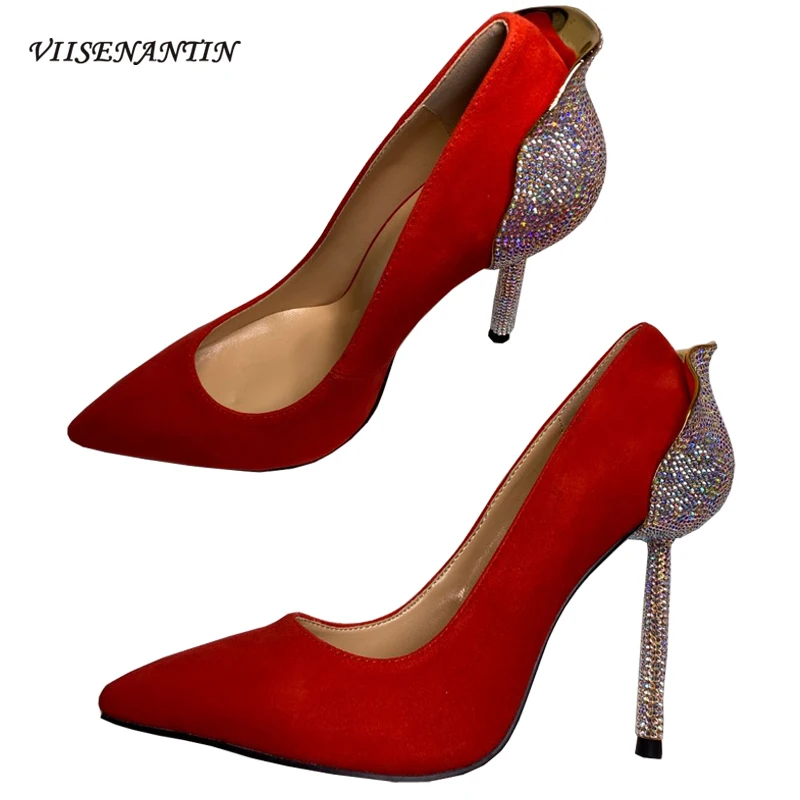 Red Suede Leather Women Pumps Shoes Back Crystal High Heel Luxury Wedding Shoe Hot Sexy Stiletto Pumps Single Shoes High-end
Red Suede Leather Women Pumps Shoes Back Crystal High Heel Luxury Wedding Shoe Hot Sexy Stiletto Pumps Single Shoes High-end