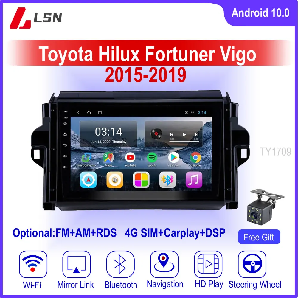9 "Android 10 для TOYOTA FORTUNER VIGO 2015 2016 2017 2018 2019 мультимедийный видео GPS навигатор
