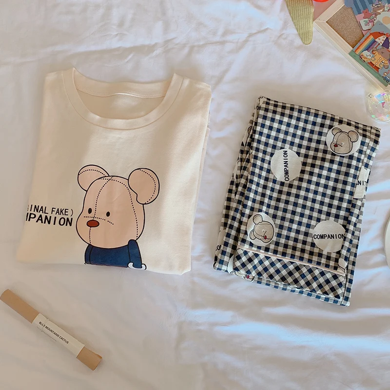 Pajamas Female Spring and Autumn Cotton Long-Sleeved Cute Puppet 2020 New Two-Piece Suit Thin Plus-sized Summer Home Services
Pajamas Female Spring and Autumn Cotton Long-Sleeved Cute Puppet 2020 New Two-Piece Suit Thin Plus-sized Summer Home Services