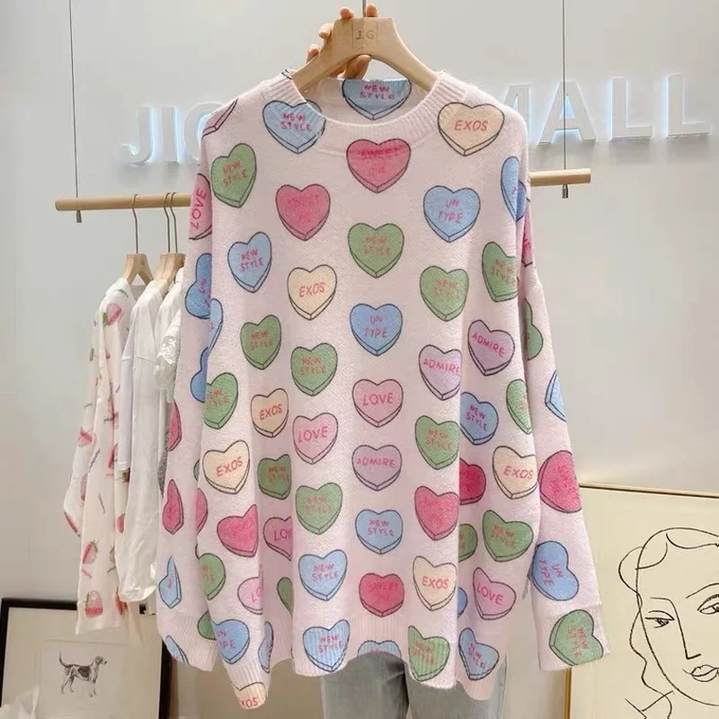 White Strawberry Knitted Sweater Girls Autumn Winter Sweet O-Neck Loose Casual Jumpers Pink Heart Lover Urban Women Pullovers
White Strawberry Knitted Sweater Girls Autumn Winter Sweet O-Neck Loose Casual Jumpers Pink Heart Lover Urban Women Pullovers
