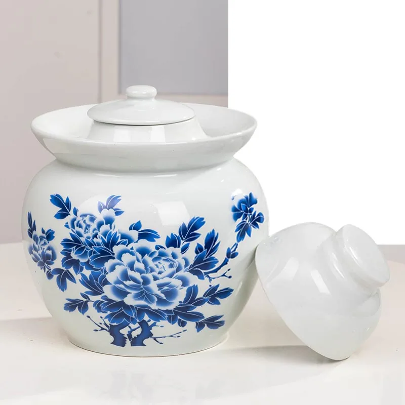 Jingdezhen Blue and White Ceramic Pickle Jars Thicken Sealed Storage Tank Night Stains Chili Pickled Vegetable Cabbage Container
Jingdezhen Blue and White Ceramic Pickle Jars Thicken Sealed Storage Tank Night Stains Chili Pickled Vegetable Cabbage Container