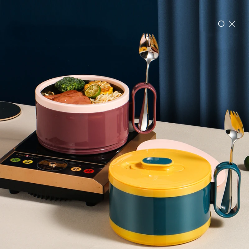 304 Stainless Steel Instant Noodle Bowl Double-layer Portable Lunch Box Bowl with Lid Soup Bowl Induction Cooker Noodle Pot
304 Stainless Steel Instant Noodle Bowl Double-layer Portable Lunch Box Bowl with Lid Soup Bowl Induction Cooker Noodle Pot