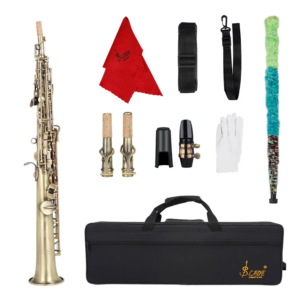 

Саксофон SLADE сопрано Sax Bb B, плоский латунный корпус, Абалон, ключи, саксофон, деревянный ветер, музыкальный инструмент с чехлом, аксессуары