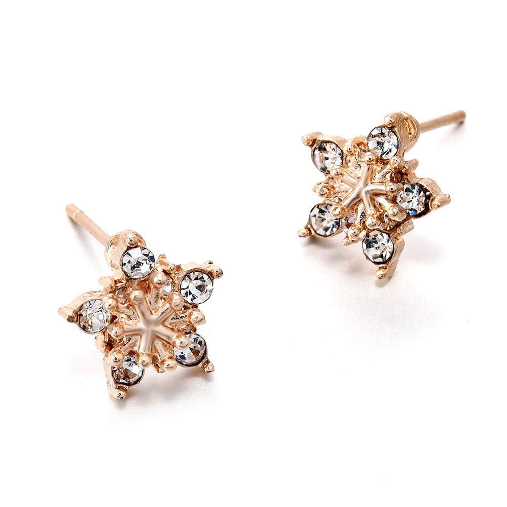 Fashion Korean Cute Gold Tone Crystal Rhinestone Snowflake Ear Stud Earrings Jewelry for Women Flower Earrings
Fashion Korean Cute Gold Tone Crystal Rhinestone Snowflake Ear Stud Earrings Jewelry for Women Flower Earrings