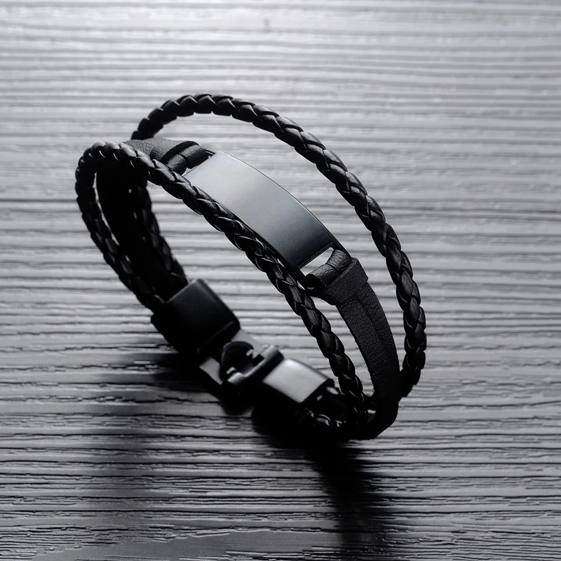 European and American Retro Style Pulsera Hombre Multiple Layers Fashion Metal Bracelets Black Alloy and Pu Leather Men Bangles
European and American Retro Style Pulsera Hombre Multiple Layers Fashion Metal Bracelets Black Alloy and Pu Leather Men Bangles