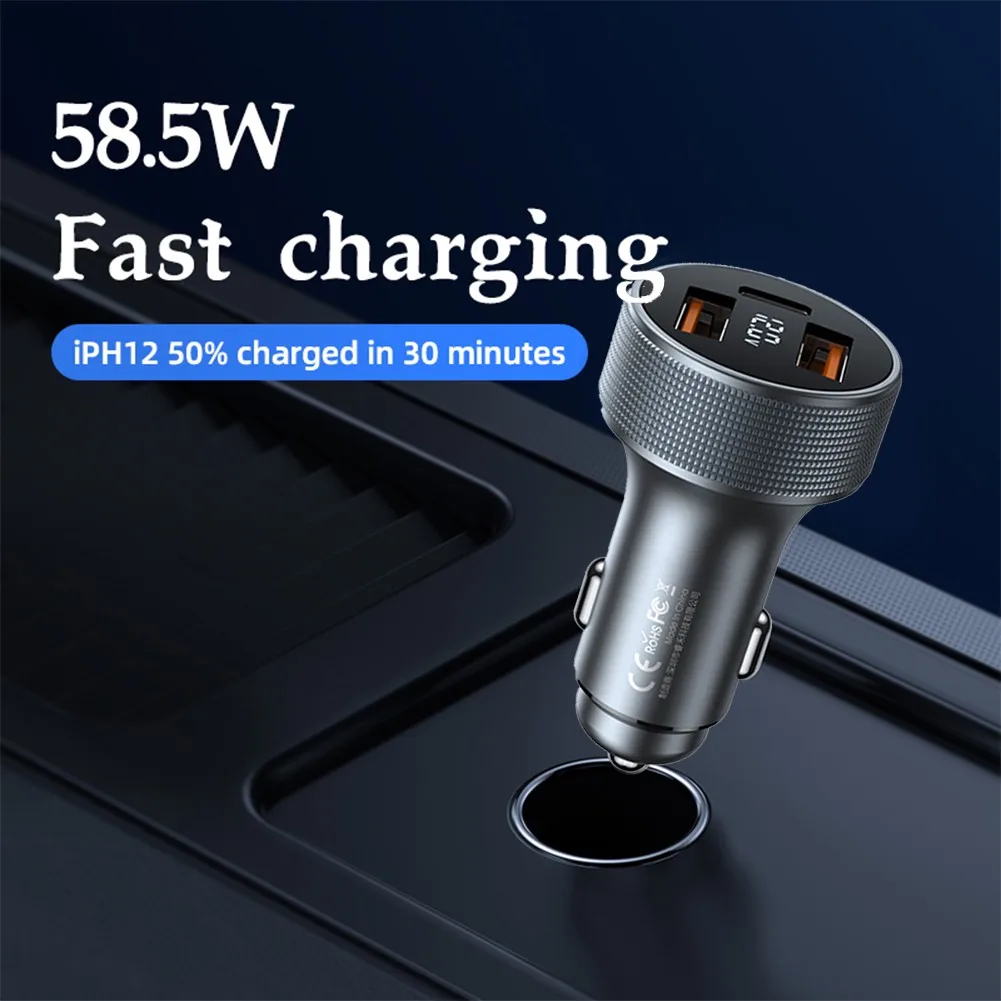 Silver Car Fast Charge USB Car PD Charger QC3.0 Adapter 3 USB Ports For Mobile Phone DC 12-24V Car Charger
Silver Car Fast Charge USB Car PD Charger QC3.0 Adapter 3 USB Ports For Mobile Phone DC 12-24V Car Charger