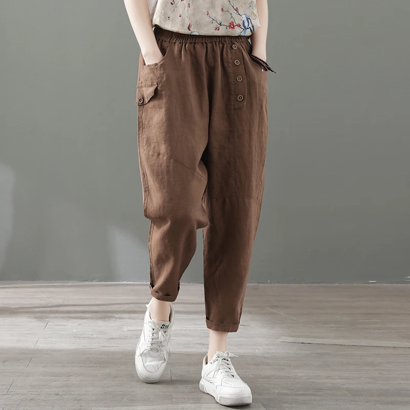 Брюки-султанки Женские однотонные из хлопка и льна, повседневные свободные льняные штаны в стиле ретро, простроченные летние брюки с морков...
Брюки-султанки Женские однотонные из хлопка и льна, повседневные свободные льняные штаны в стиле ретро, простроченные летние брюки с морков...