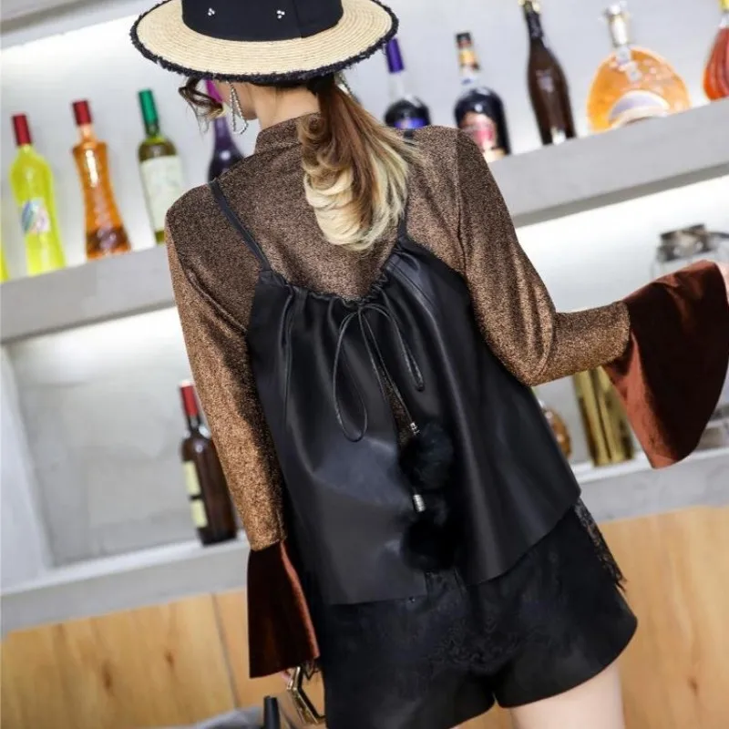 Spring Women 2021 Straps Vests Sleeveless Loose Fit Real Sheepskin Genuine Leather Waistcoat Sexy Ladies Patchwork Lace Vests
Spring Women 2021 Straps Vests Sleeveless Loose Fit Real Sheepskin Genuine Leather Waistcoat Sexy Ladies Patchwork Lace Vests