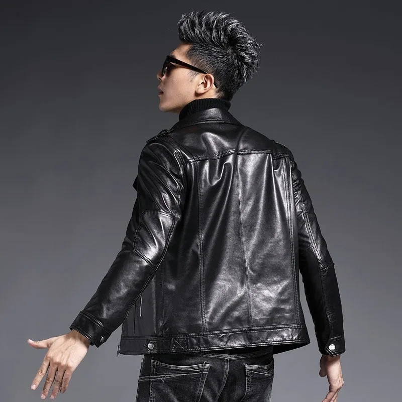 Luxury Business Casual Mens Sheepskin Genuine Slim Fit Motorcycle Natural Leather Jacket Male Bikers Short Coat 
Luxury Business Casual Mens Sheepskin Genuine Slim Fit Motorcycle Natural Leather Jacket Male Bikers Short Coat