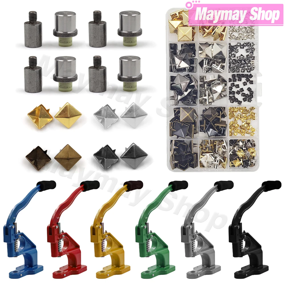 

Claw Pyramid Square Rivet Kits Mold Hand Press Machine Spike Studs Spots Nailhead For DIY Leathercraft Shoes Clothing Bag Parts