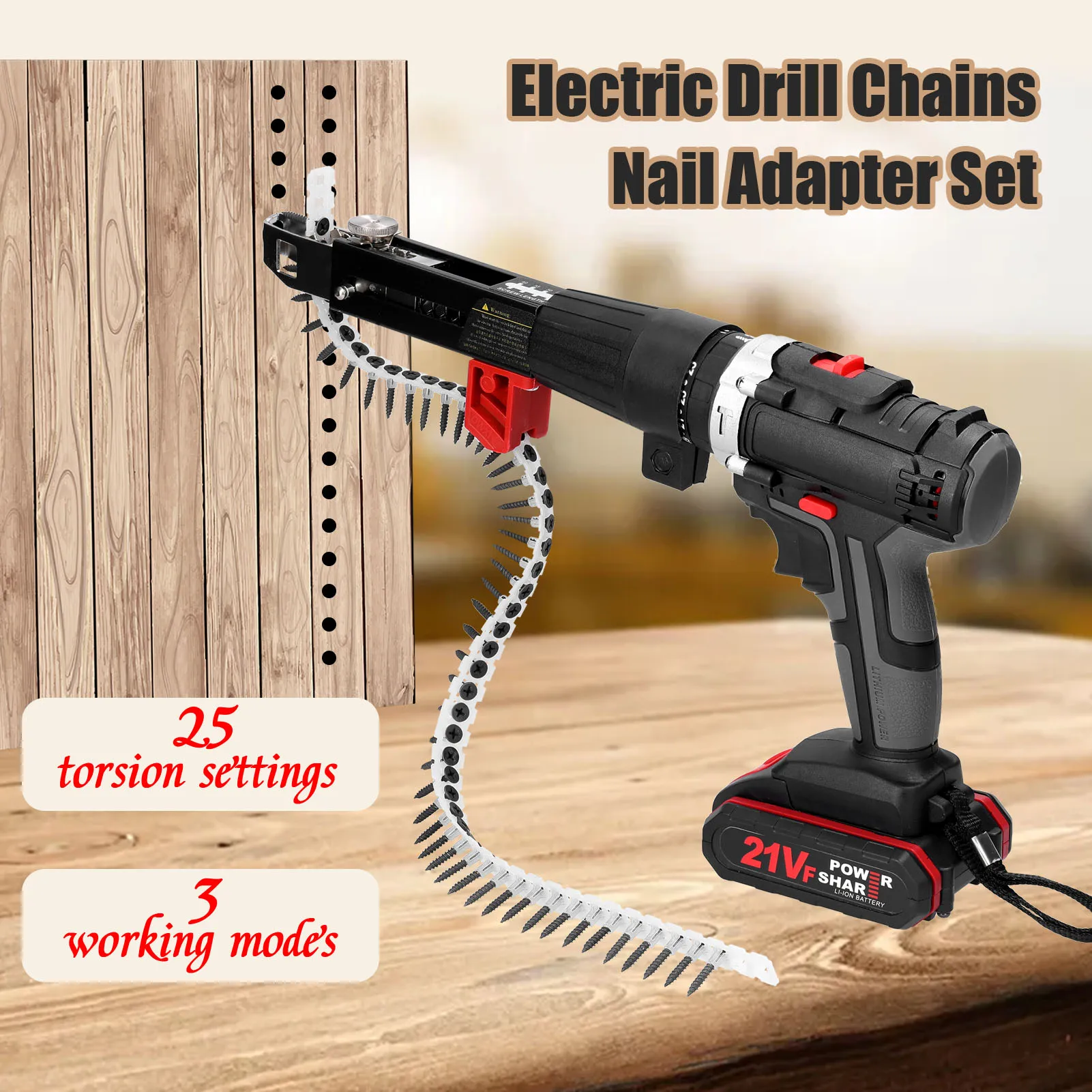 3 in1 Electric Drill Mini Screwdriver Rotation Ways 25 Torques Gears Adjustable Drilling Mchine with Chains Nail Adapter | Инструменты