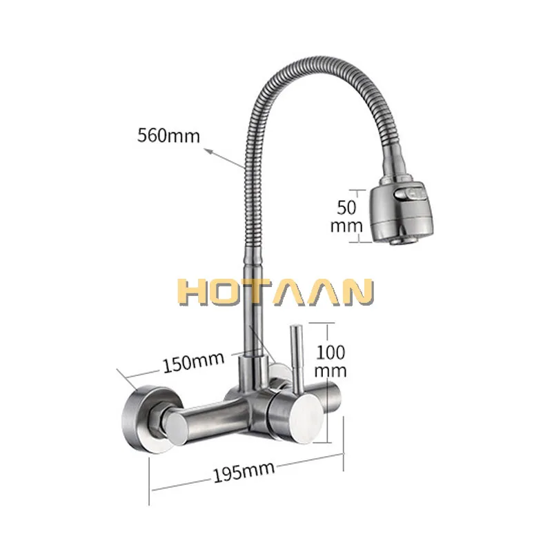 Wall Mounted Stream Sprayer Kitchen Faucet Single Handle Dual Holes SUS304 Stainless Steel Flexible Hose Kitchen Mixer Taps 6032
Wall Mounted Stream Sprayer Kitchen Faucet Single Handle Dual Holes SUS304 Stainless Steel Flexible Hose Kitchen Mixer Taps 6032