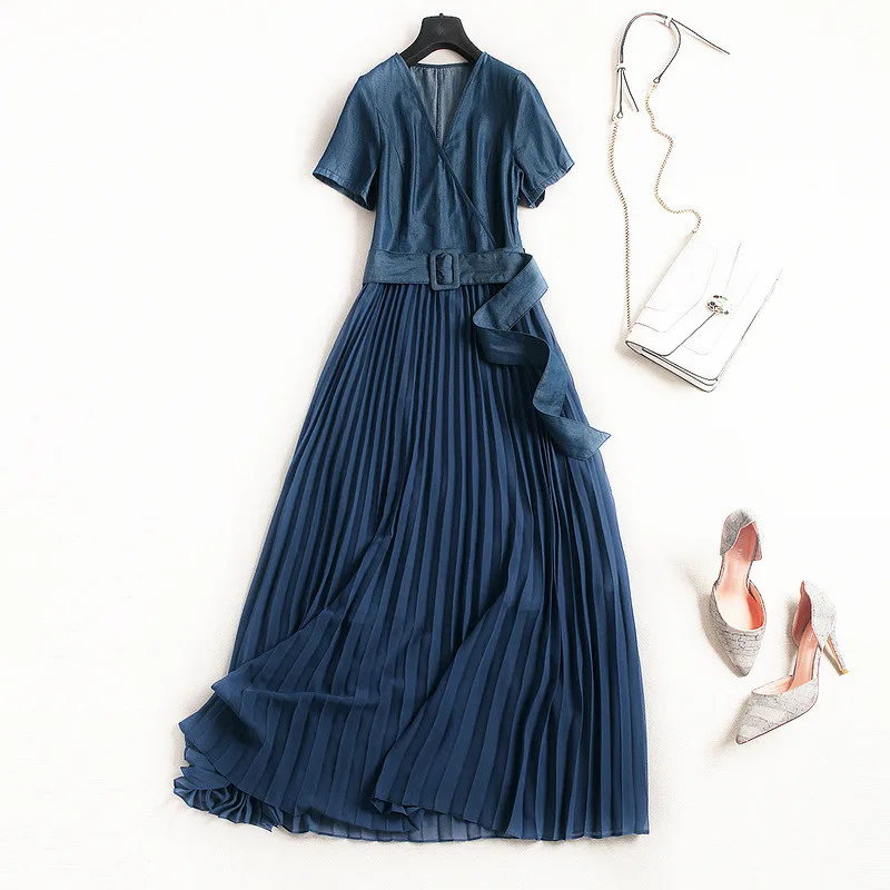Elegant Midi Dress Summer Designer Women Short Sleeve V Neck Empire Solid Pleated 2020 Lady Elegant Vestidos
Elegant Midi Dress Summer Designer Women Short Sleeve V Neck Empire Solid Pleated 2020 Lady Elegant Vestidos