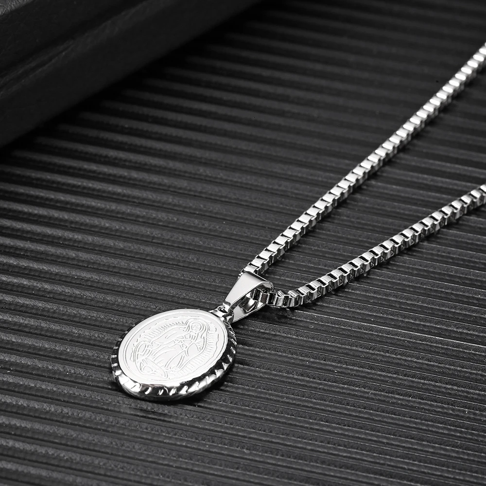 RIR Gorgeous Virgin Mary Pendant Gold Coin Cross Catholic Miracle Lucky Medal Necklace Religious Prayer Jewelry | Украшения и