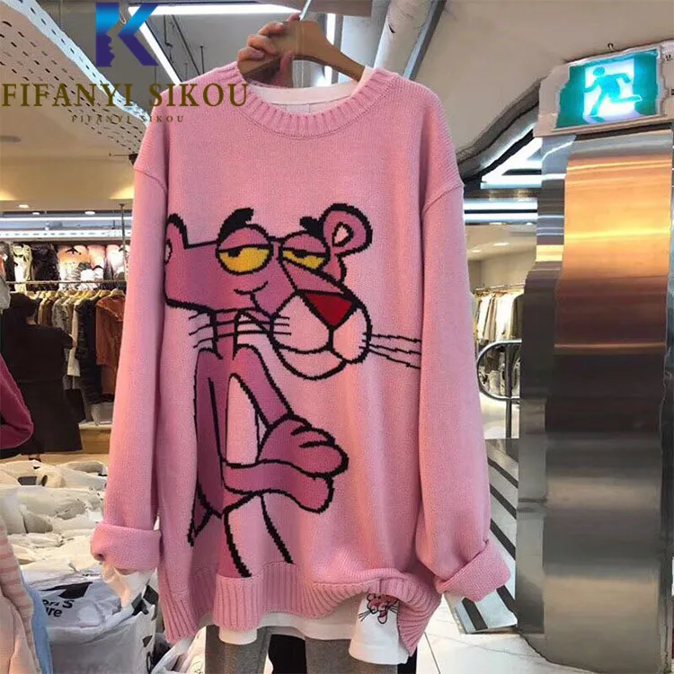 Autumn Winter Knitted Sweater Women Cartoon Embroidery Fashion O-Neck Long Sleeve Pullover Female Casual Loose Pink Sweaters
Autumn Winter Knitted Sweater Women Cartoon Embroidery Fashion O-Neck Long Sleeve Pullover Female Casual Loose Pink Sweaters