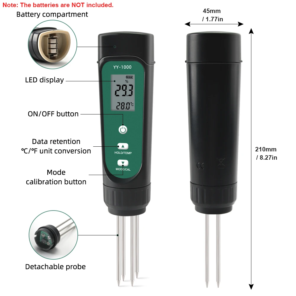 3-In-1 Digital Soil Tester EC / Humidity / Temperature Meter Plant Moisture Meter Hygrometer Gardening Potted Soil Testing
3-In-1 Digital Soil Tester EC / Humidity / Temperature Meter Plant Moisture Meter Hygrometer Gardening Potted Soil Testing